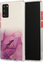 Voor Samsung Galaxy Note 20 marmerpatroon glitterpoeder schokbestendig TPU-hoesje met afneembare knoppen (paars)