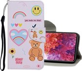 Voor Samsung Galaxy S20 FE 5G / S20 Lite Gekleurde Tekening Patroon Horizontale Flip Leren Case met Houder & Kaartsleuven & Portemonnee (Smiley Beer)