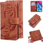 Voor Samsung Galaxy A10 / M10 Tiger Embossing Pattern Horizontale Flip lederen tas met houder & kaartsleuven & portemonnee (bruin)