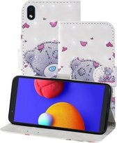 Voor Samsung Galaxy A01 Core 3D-schilderijpatroon Gekleurde tekening Horizontale flip PU-lederen hoes met houder & kaartsleuven & portemonnee & lanyard (Love Bear)