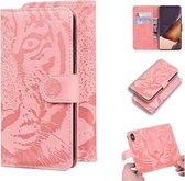 Voor Samsung Galaxy Note 20 Ultra Tiger Embossing Pattern Horizontale Flip lederen tas met houder & kaartsleuven & portemonnee (roze)