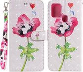 Voor Samsung Galaxy A21s 3D Schilderen Patroon Gekleurde Tekening Horizontale Flip PU Lederen Case met Houder & Kaartsleuven & Portemonnee (Bloem Panda)