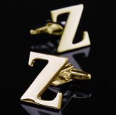 1 paar gouden letters AZ naam Manchetknopen heren Frans overhemd Manchetknopen (Z)-Goud