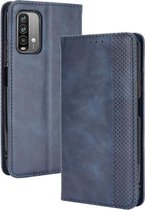 Voor Xiaomi Redmi 9T / 9 Power Magnetische Gesp Retro Crazy Horse Textuur Horizontale Flip Leren Case met Houder & Kaartsleuven & Fotolijst (Blauw)