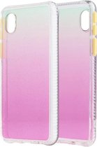 Voor Samsung Galaxy A01 Core Gradient Shockproof TPU + Acryl beschermhoes met afneembare knoppen (Gradient Rose Red)