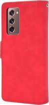 Voor Samsung Galaxy Z Fold2 5G Portemonnee Style Skin Feel Kalfspatroon lederen tas met aparte kaartsleuf (rood)