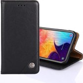 Voor Samsung Galaxy A10s niet-magnetische retro textuur horizontale flip lederen tas met houder & kaartsleuven & portemonnee (zwart)