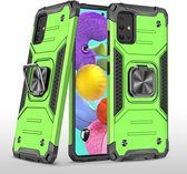 Voor Samsung Galaxy A51 magnetisch pantser schokbestendig TPU + pc-hoesje met metalen ringhouder (groen)