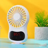 Multifunctionele klok Kleine ventilator Creatieve desktop Mini USB-ventilator (wit)