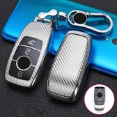 Voor Mercedes-Benz E-Klasse Smart 3-knops auto TPU Sleutel Beschermhoes Sleutelhoes met sleutelring (zilver)