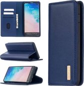 Voor Samsung Galaxy S10 + 2 in 1 afneembare magnetische horizontale flip lederen tas met houder & kaartsleuven & portemonnee (blauw)