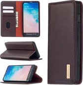 Voor Samsung Galaxy S10 2 in 1 afneembare magnetische horizontale flip lederen tas met houder & kaartsleuven & portemonnee (donkerbruin)