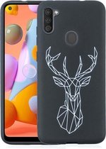Voor Samsung Galaxy A11 Painted Pattern Soft TPU Case (Elk)
