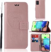 Voor Samsung Galaxy A71 5G Windgong Uil Embossing Patroon Horizontale Flip Leren Case, met Houder & Kaartsleuven & Portemonnee (Rose Goud)