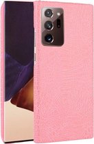 Voor Samsung Galaxy Note20 Ultra schokbestendige krokodiltextuur pc + PU-hoes (roze)
