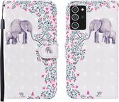 Voor Samsung Galaxy Note20 Ultra 3D Geschilderd Patroon Horizontale Flip Leren Case met Houder & Portemonnee & Kaartsleuf & Lanyard (Bloem Olifant)