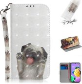 Voor LG Q52 3D Gekleurde Tekening Horizontale Flip Leren Case met Houder & Kaartsleuven & Portemonnee & Lanyard (Pug)