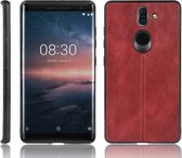 Voor Nokia 8 Sirocco Schokbestendig Naaien Koe Patroon Huid PC + PU + TPU Case (Rood)