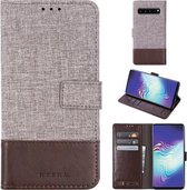 Voor Galaxy S10 5G MUXMA MX102 Horizontale flip canvas lederen tas met standaard & kaartsleuf & portemonnee-functie (bruin)