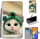 Voor Xiaomi Redmi 9C Gekleurde Tekening Cross Textuur Horizontale Flip PU Lederen Case met Houder & Kaartsleuven & Portemonnee & Lanyard (Frog Kitten)