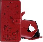 Voor Xiaomi 10T Lite 5G / Redmi Note 9 Pro 5G Cat Bee Embossing Pattern Schokbestendig Horizontaal Flip lederen tas met houder & kaartsleuven & portemonnee (rood)