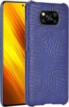Voor Xiaomi Poco X3 NFC schokbestendige krokodiltextuur pc + PU-hoes (blauw)