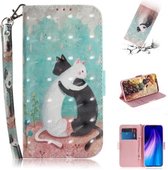 Voor Xiaomi Redmi Note 8 3D Gekleurde Tekening Horizontale Flip Lederen Case met Houder & Kaartsleuf & Portemonnee & Lanyard (Zwart Wit Kat)