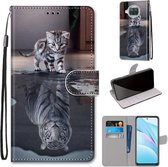 Voor Xiaomi Mi 10T Lite 5G Gekleurde Tekening Cross Textuur Horizontale Flip PU Lederen Case met Houder & Kaartsleuven & Portemonnee & Lanyard (Kat Wordt Tijger)