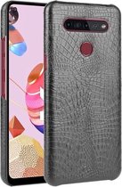 Voor LG K51S schokbestendige krokodiltextuur pc + PU-hoes (zwart)