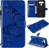 Voor LG K41S & K51S 3D Vlinder Reliëfpatroon Horizontale Flip Leren Case met Houder & Kaartsleuf & Portemonnee & Lanyard (Blauw)