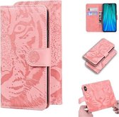 Voor Geschikt voor Xiaomi Redmi Note 8 Pro Tiger Embossing Pattern Horizontale Flip lederen tas met houder & kaartsleuven & portemonnee (roze)