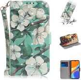 Voor Xiaomi Redmi 9C 3D Gekleurde Tekening Horizontale Flip Leren Case met Houder & Kaartsleuven & Portemonnee & Lanyard (Aquarel Bloem)