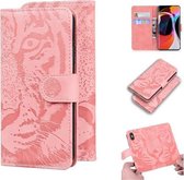 Voor Xiaomi Redmi Mi 10/10 Pro Tiger Embossing Pattern Horizontale Flip lederen tas met houder & kaartsleuven & portemonnee (roze)