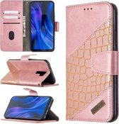 Voor xiaomi redmi 9 bijpassende kleur krokodil textuur horizontale flip pu lederen tas met portemonnee & houder & kaartsleuven (rose goud)
