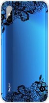 Voor Xiaomi Redmi 9A gekleurd tekeningpatroon zeer transparant TPU beschermhoes (kanten bloem)