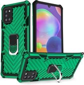 Voor Samsung Galaxy A31 Cool Armor PC + TPU schokbestendig hoesje met 360 graden rotatie ringhouder (donkergroen)