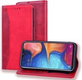 Voor Samsung Galaxy A20 / A30 Business Stitching Horizontale flip lederen tas met dubbele vouw & beugel & kaartsleuven & fotolijst & portemonnee (rood)