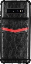 Voor Samsung Galaxy S10 Flip Card Tas Koperen Gesp TPU + PU Lederen Achterkant Schokbestendig Hoesje met Kaartsleuven & Fotolijst (Zwart)