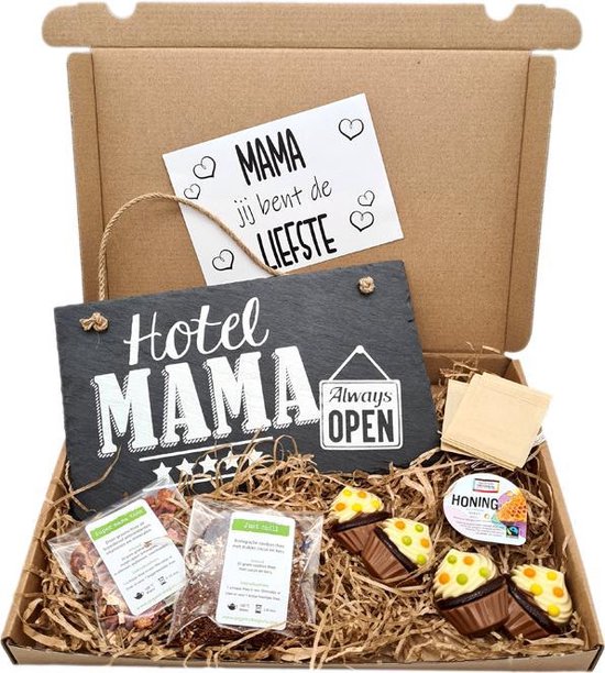 groei lobby Beschikbaar Moederdag |cadeau pakket | ''Hotel mama" | 9 mei |kado pakket | Gift set |  Thee |... | bol.com