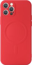 Yonovo®  MagSafe case voor iPhone 12 MINI Rood - Hoesje Siliconenhoesje compatible - Transparant - voor Mobiele Wallet Kaarthouder Autohouder - Voor Apple MagSafe accessoires - Oplader draadl