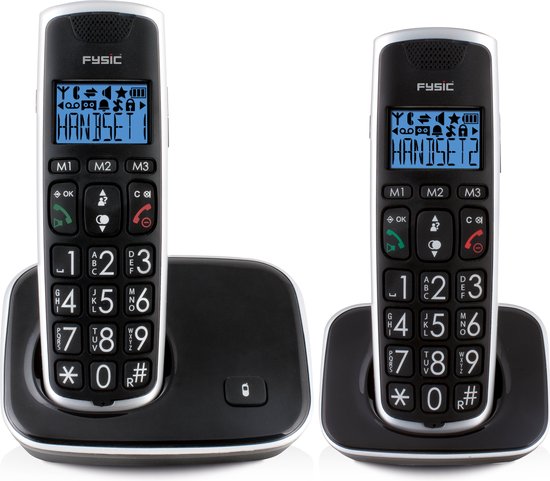 Fysic FX-6000 DUO Big Button Dect Telefoon - 2 stuks - Zwart