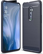 TPU-hoesje van koolstofvezel met geborstelde textuur voor OPPO Reno (zoom) (marineblauw)