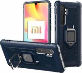 Voor Geschikt voor Xiaomi Mi Note 10 Lite koolstofvezel beschermhoes met 360 graden roterende ringhouder (blauw)