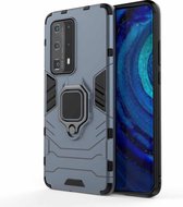 Voor Huawei P40 Pro PC + TPU schokbestendige beschermhoes met magnetische ringhouder (marineblauw)