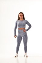 Vital sportoutfit / sportkleding set voor dames / fitnessoutfit legging + sport top (grijs/blauw)