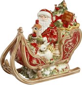 Goebel - Fitz and Floyd | Decoratief beeld / figuur Kerstman op slee | Aardewerk - 34cm - kerst