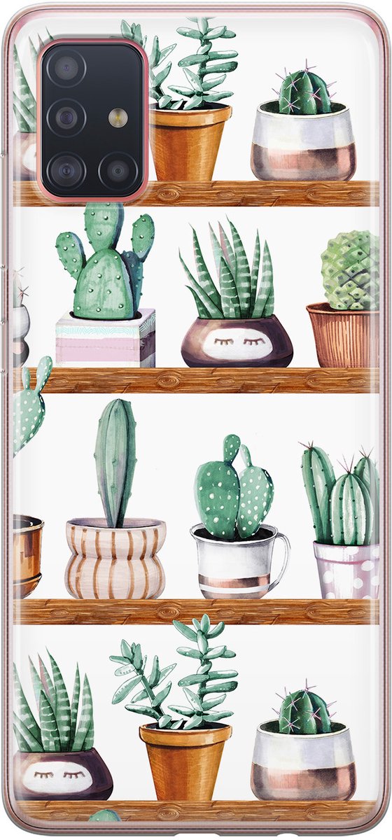 Leuke Telefoonhoesjes - Hoesje geschikt voor Samsung Galaxy A51 - Cactus - Soft case - TPU - Planten - Groen