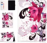 Gekleurde patroontekening Horizontale flip PU lederen tas met drievoudige houder en slaap- / wekfunctie voor iPad Pro 11 (bloem)