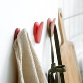 3 STKS bladhaak keuken slaapkamer ingang muur naadloze kleverige haak (rood)