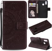 Voor Huawei P20 Lite Totem Bloem Reliëf Horizontale Flip TPU + PU Leren Case met Houder & Kaartsleuven & Portemonnee (Bruin)